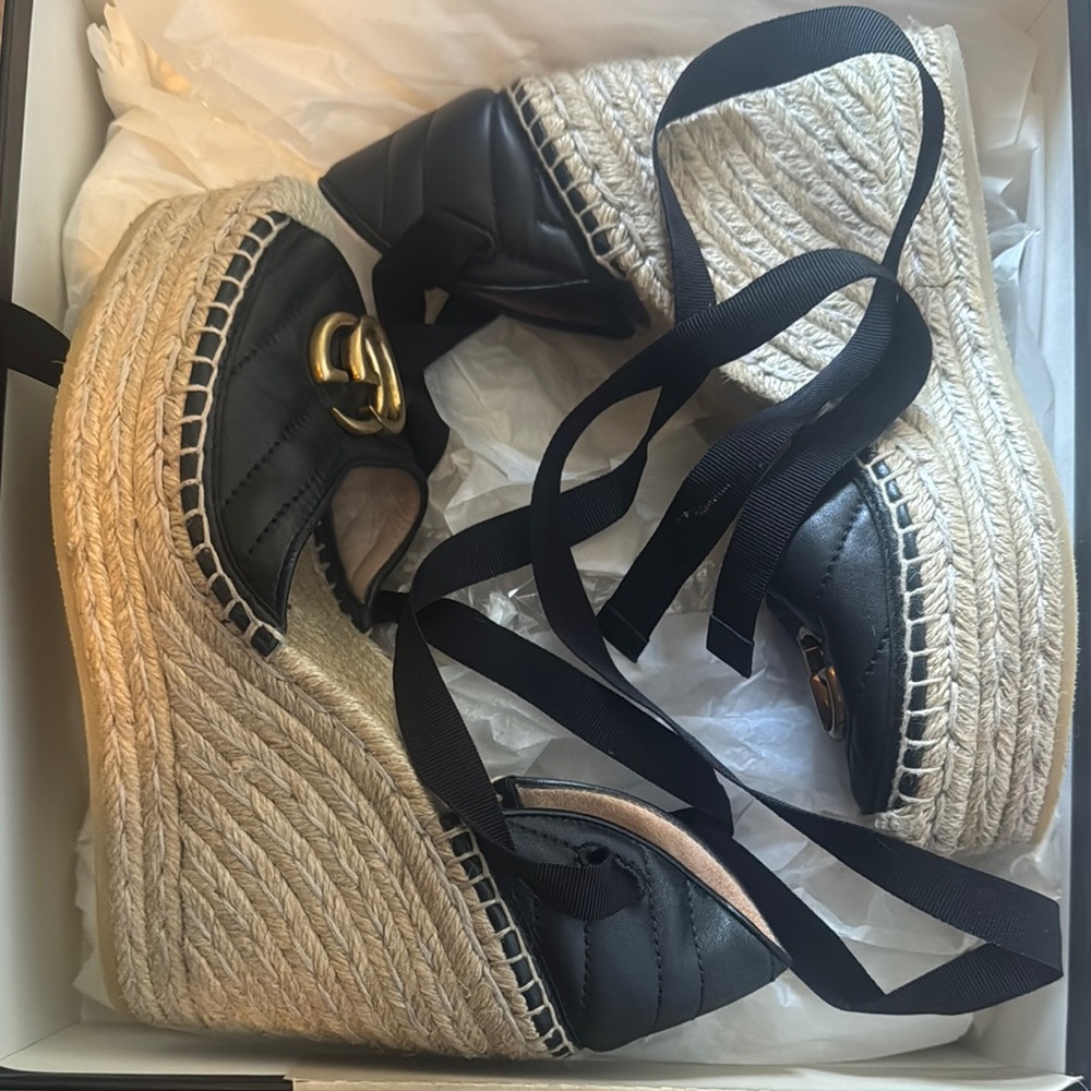 Gucci Black Platform Espadrille Sandals - Picture 5 of 7